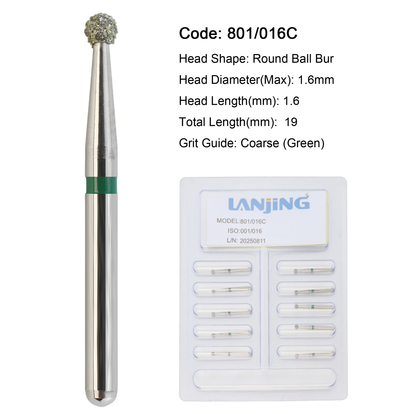 Dental Diamond Burs Pear 330 Ball Round End Taper FG High Speed 801L Surgical