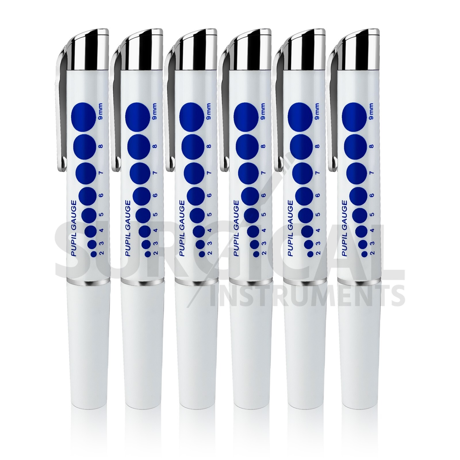 6 Pcs LED Medical Diagnostic Reusable Penlight + Pupil Gauge + AAA Batteries