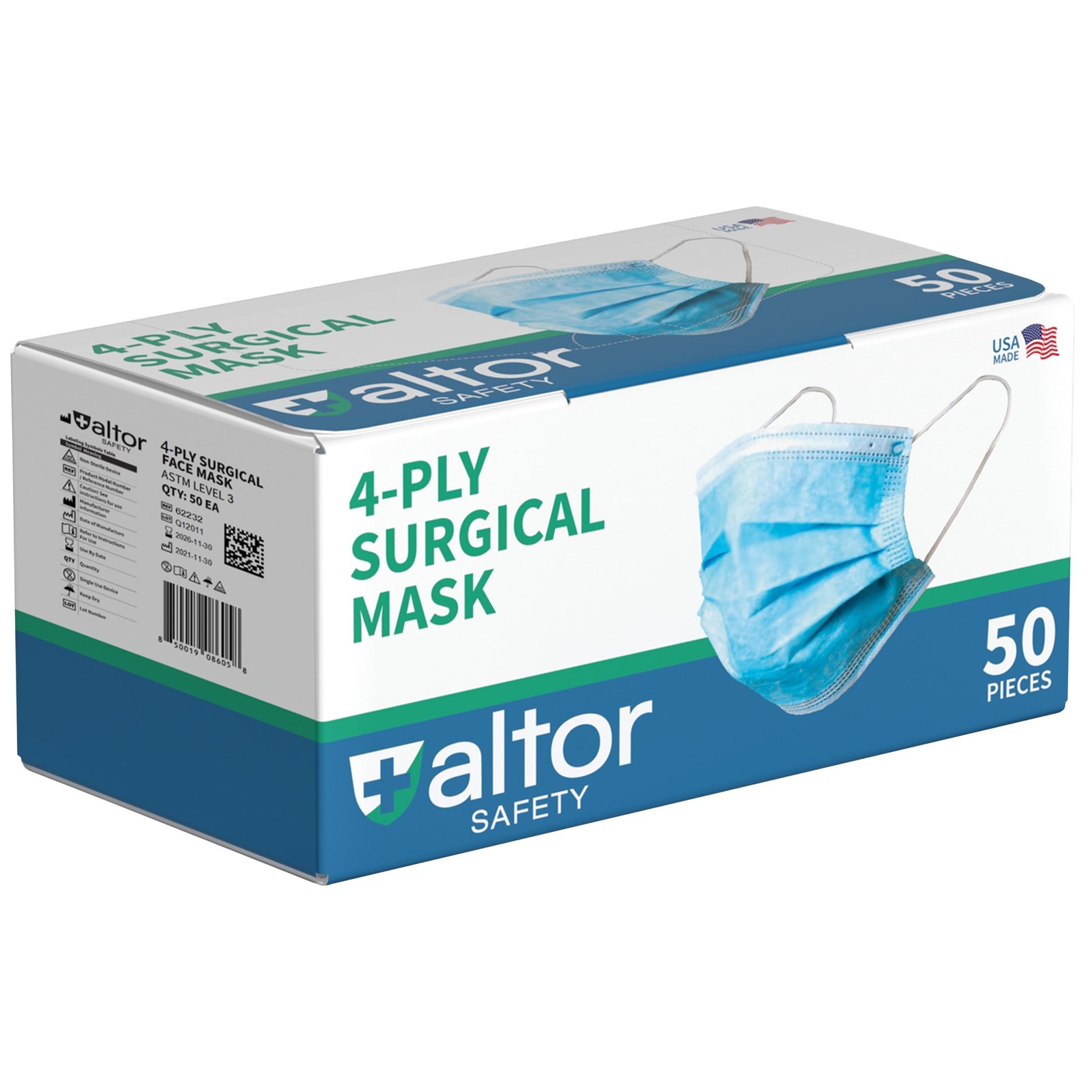 USA Made ALTOR 4-Ply ASTM Level 3 Disposable Premium Face Masks, Super Soft &…