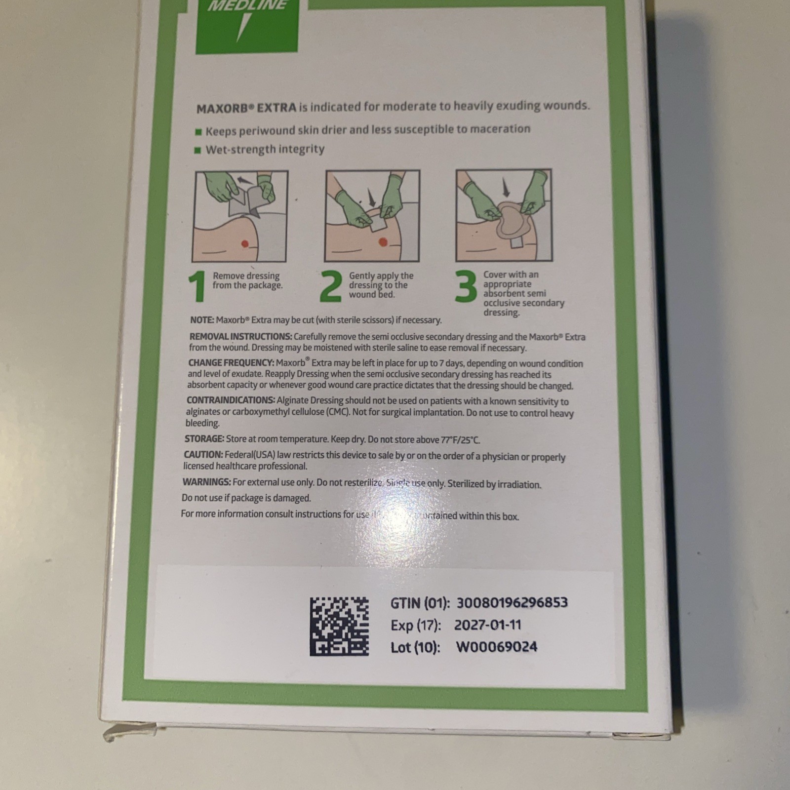 Medline Maxorb Extra AG 2″ x 2″ Dressings – 5 Dressings – MSC9422EP Wound Bin17