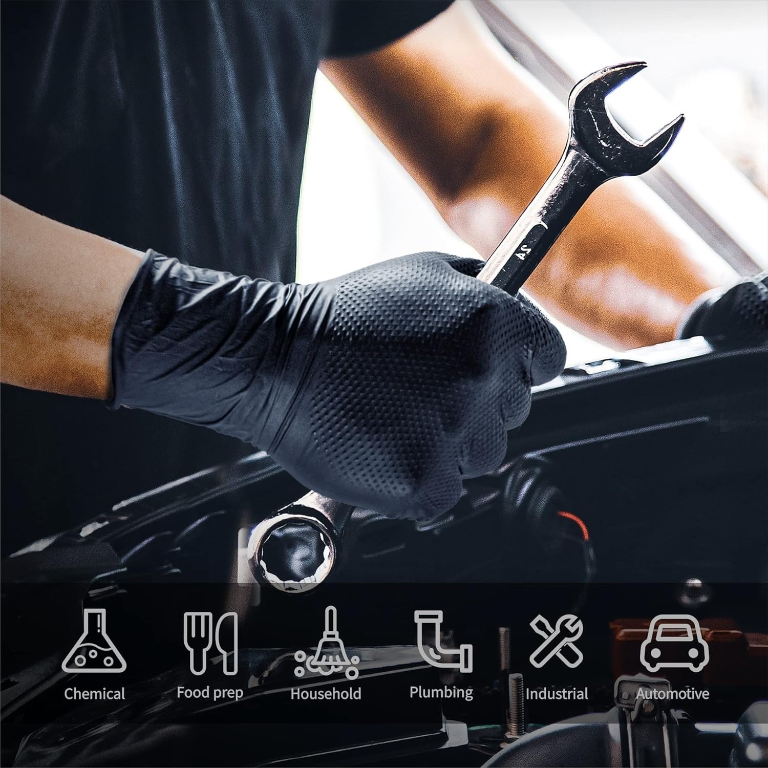 10mil Nitrile Gloves Thick,Industrial Disposable Gloves with Diamond Textured,He