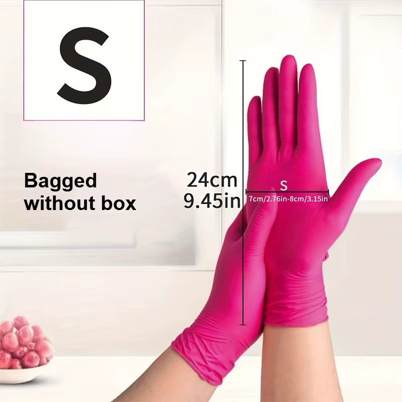 Pink Nitrile Disposable Gloves Powder & Latex Free Gloves for Kitchen Cooking Ho