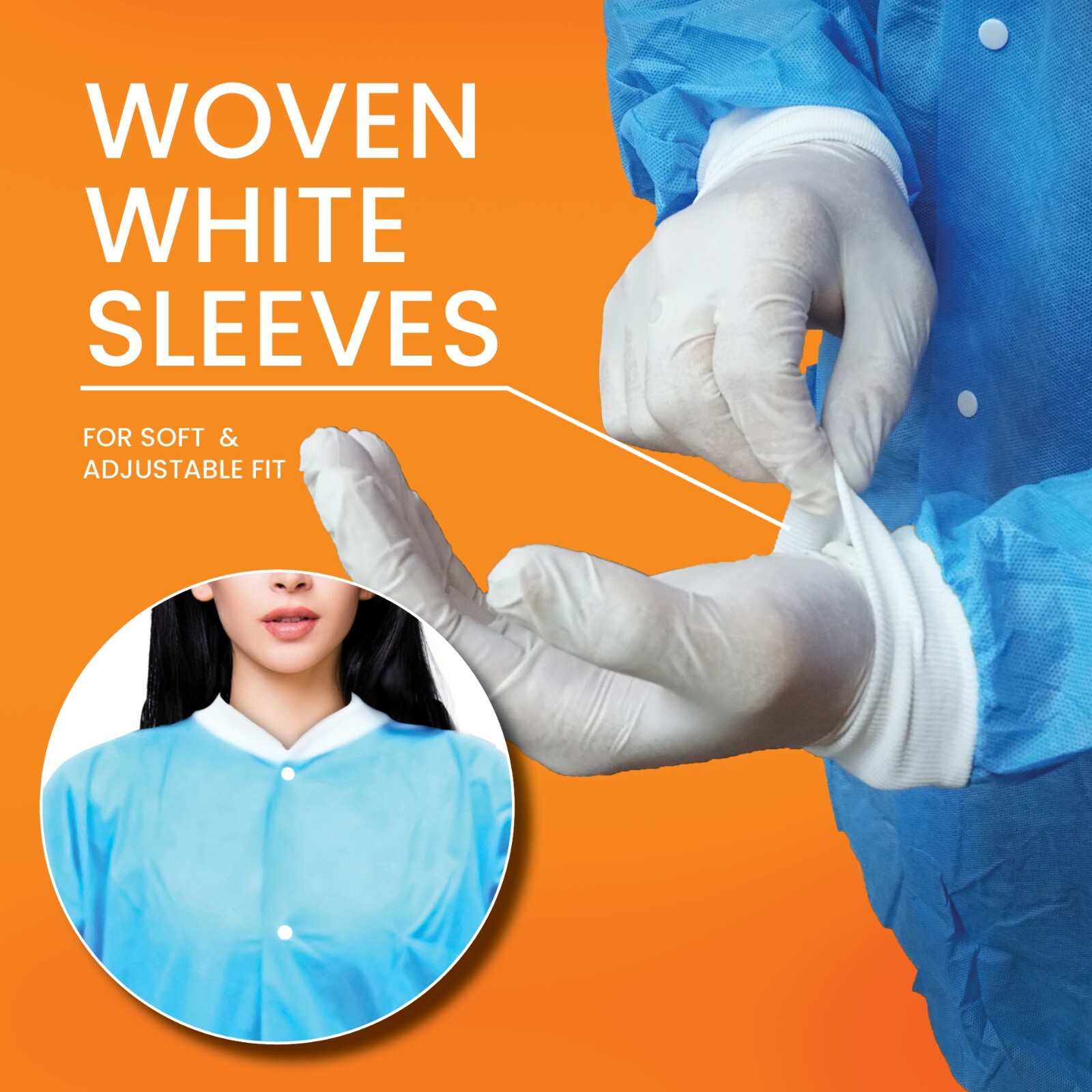 [50PCS] Disposable Non Medical Isolation Gowns with Elastic Cuff and Pockets, XL