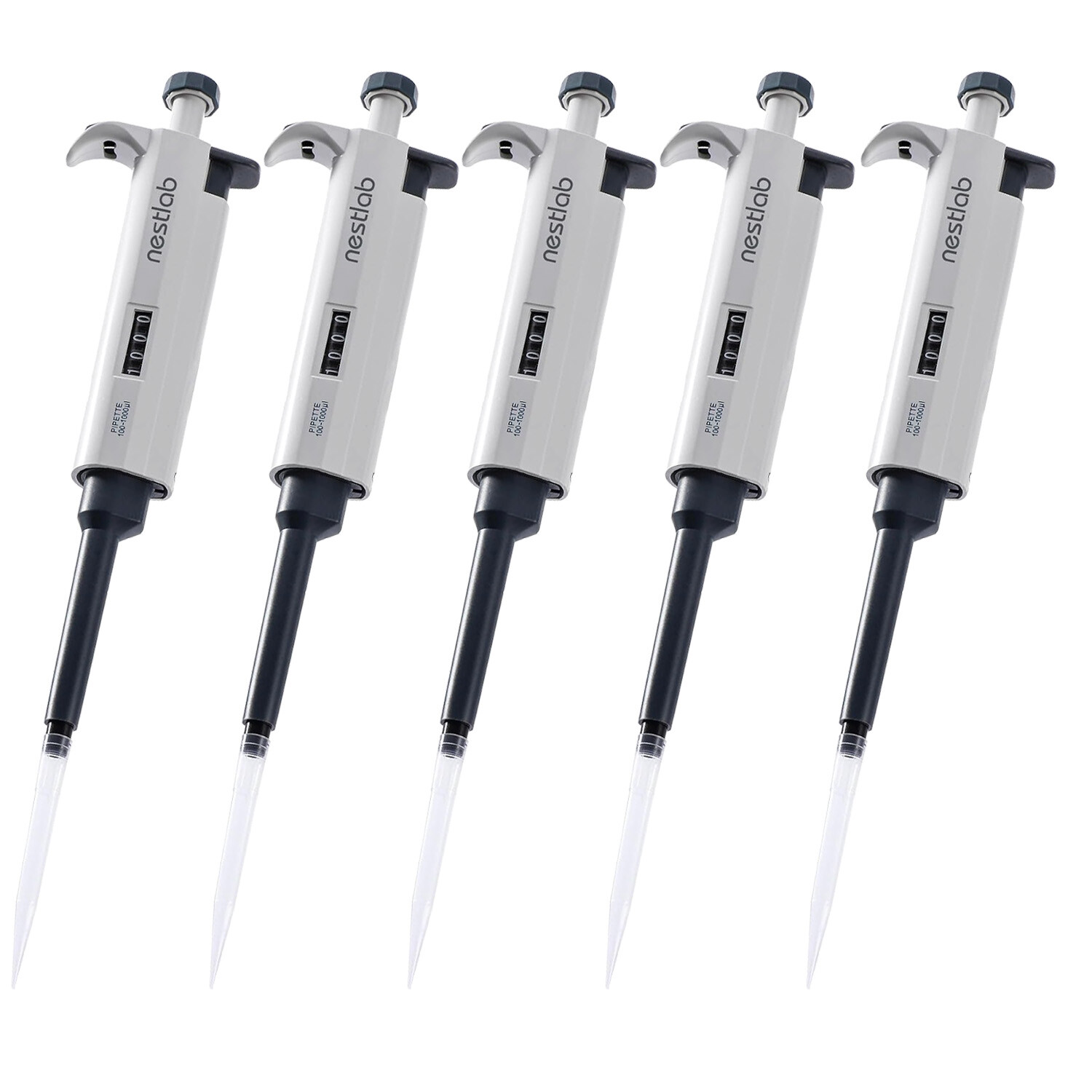 5Pcs Adjustable Volume Pipette Lab Single Channel Micropipette High Precision US