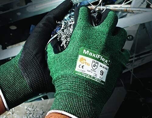MaxiFlex 34-8743 Cut Resistant Nitrile Coated Work Gloves with Green Knit…