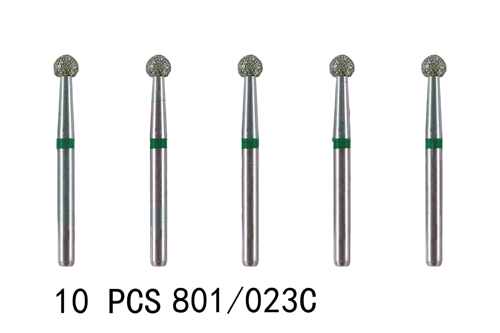 10Pcs Dental Diamond Burs FG Round Ball 801/023C Coarse Grit High Speed