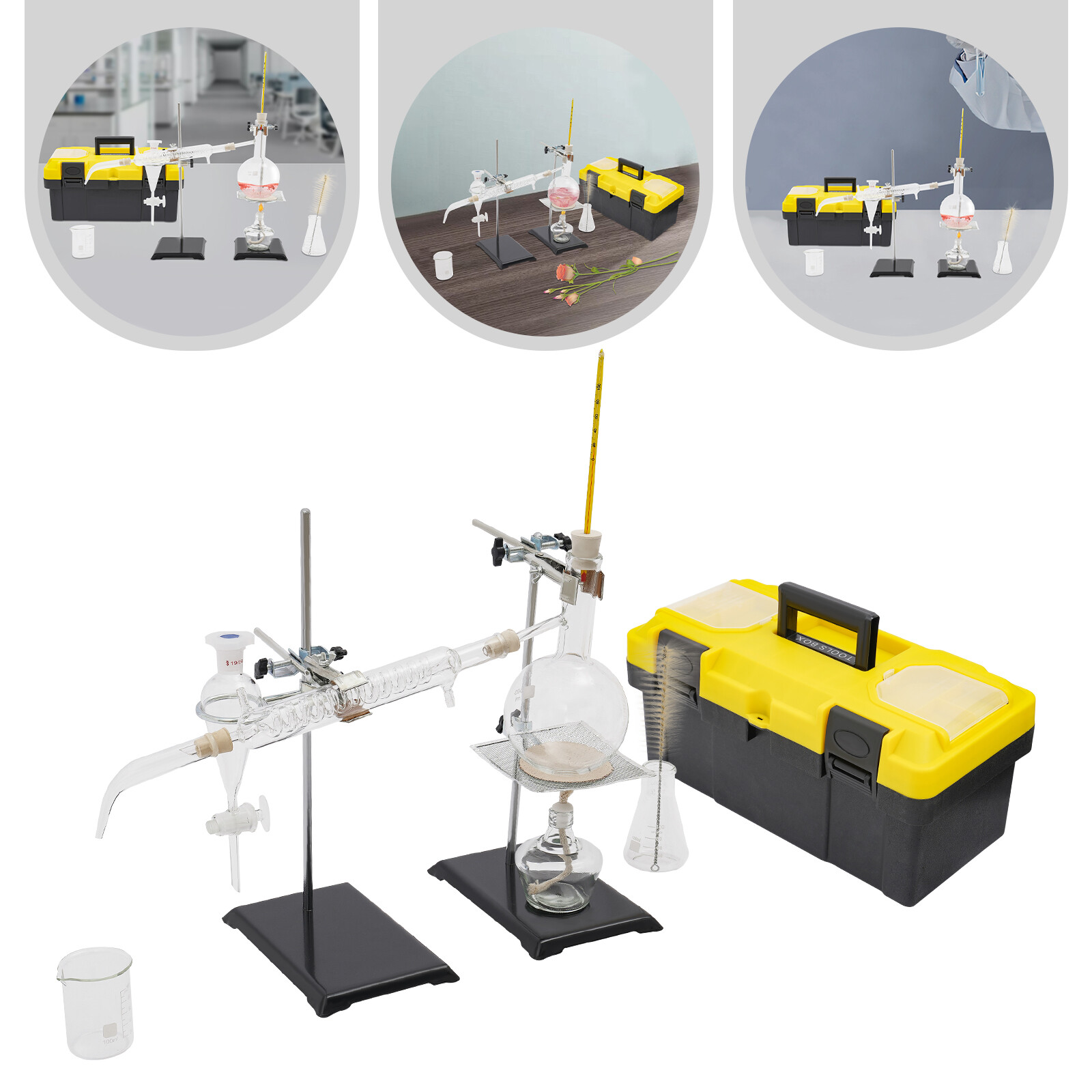 40 PCS Distillation Apparatus 500ml Essential Oil Distillation Kit Lab Equipment