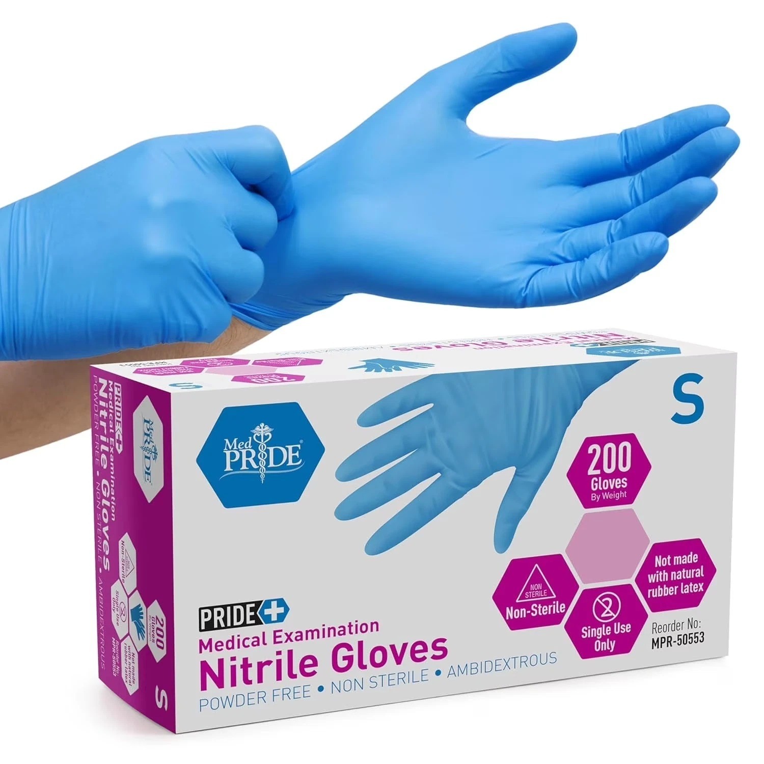 MED PRIDE Blue Nitrile Gloves Medical Exam Disposable Powder & Latex-Free 400ct