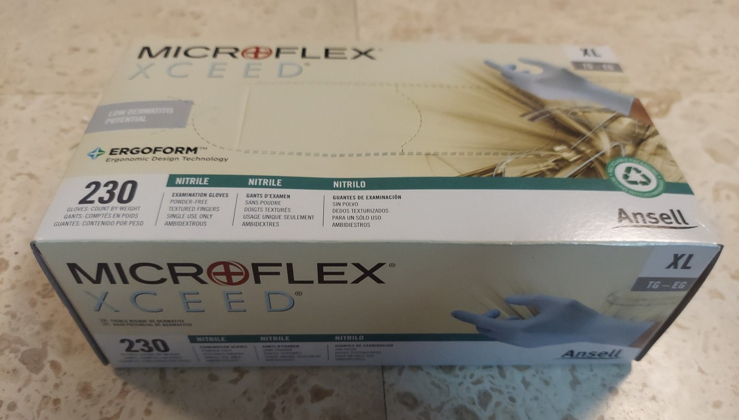 Ansell Microflex XC-310-XL XCEED Nitrile Exam Gloves XL Powder Free 230/Bx