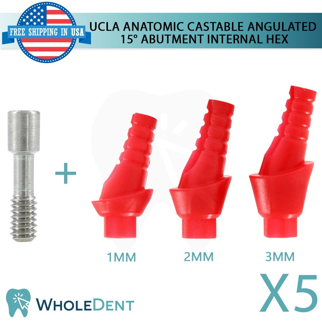 5x UCLA Angulated Anatomic Fully Castable Abutment 15° Int Hex