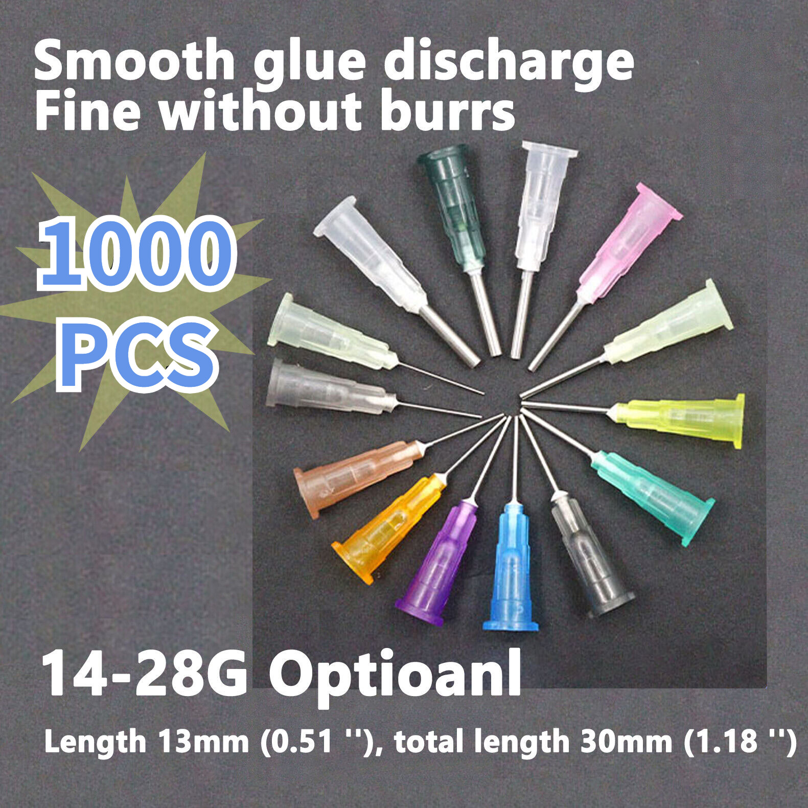 1000PCS Precision Dispensing Needle 14-28G Blunt Tip Oil Glue Ink Liquid Refill