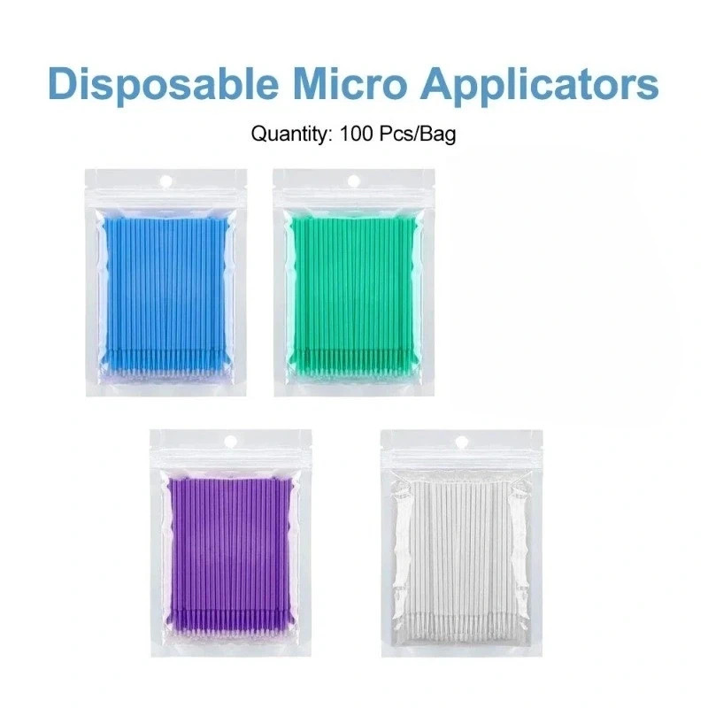 100 Pcs/Pack Dental Disposable Micro Brush Bendable Applicator Tips 4 Size