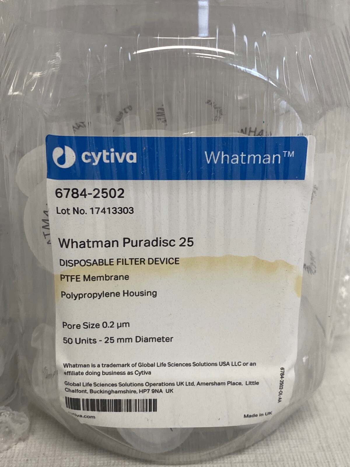 (200) WHATMAN Puradisc 25 Disposable Filter Devices 0.2um PTFE Membrane 67842502