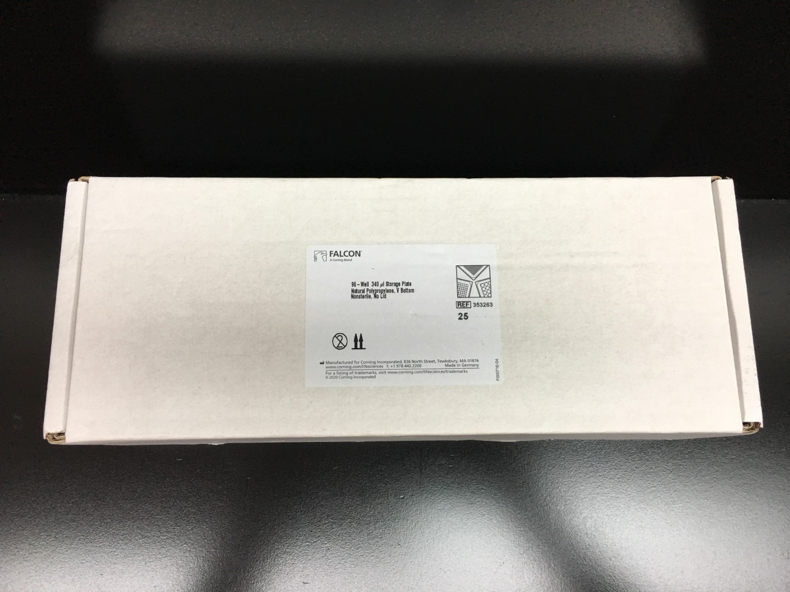 Corning Falcon REF 353263 96-well Clear V-Bottom Storage Microplate 340uL