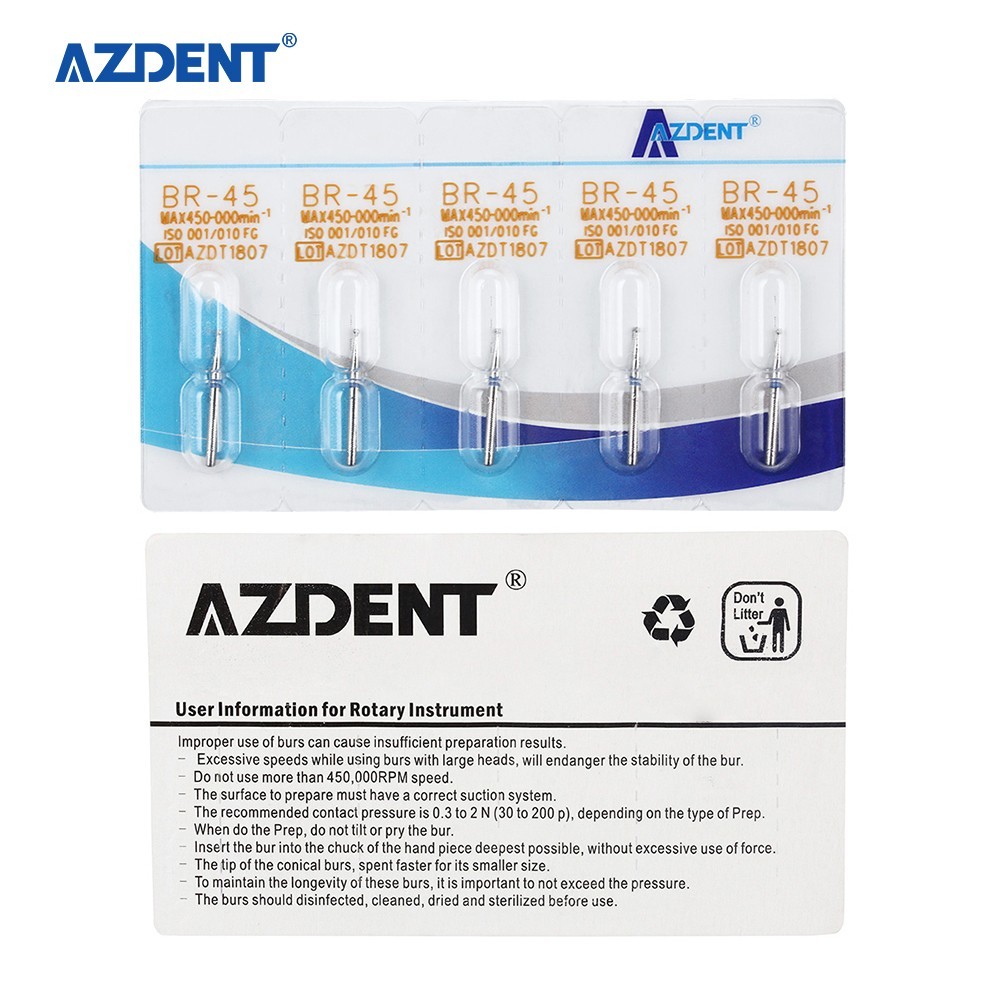 AZDENT Dental Diamond Burs FG For High Speed Handpiece Friction Grip 100 Models