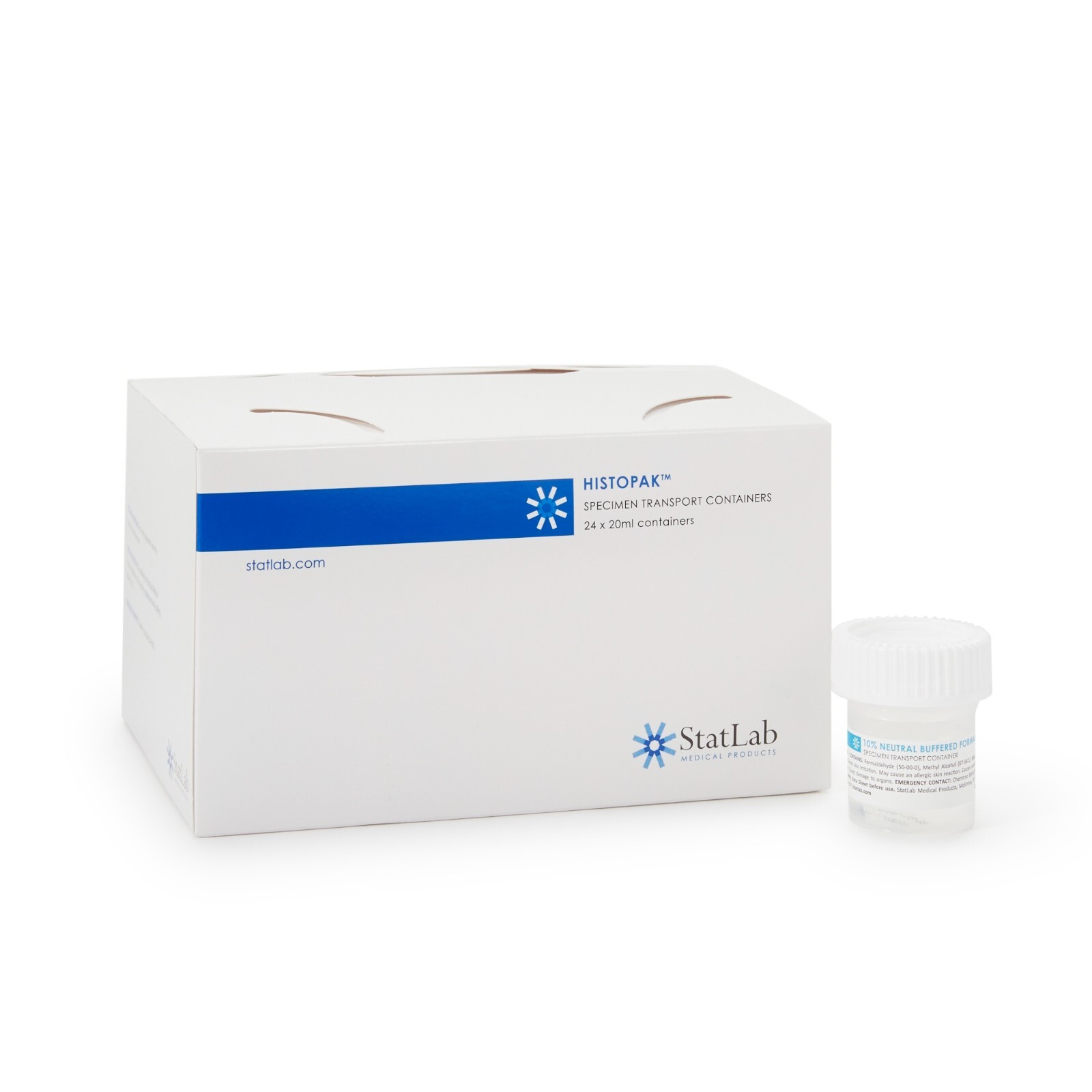 24 Pack StatLab Histopak Neutral Buffered Formalin Specimen Transport Container