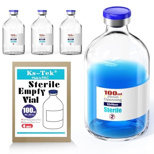 Sterile Empty Vials with Self-Healing Injection Port & Flip Off Cap – 100ml (4 P