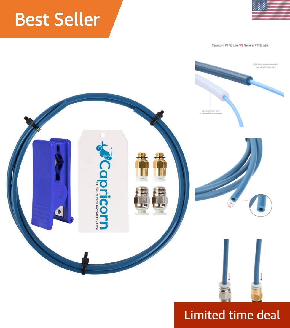Capricorn 1M PTFE Tubing with Fittings & Cutter – Perfect for Exotic Filaments