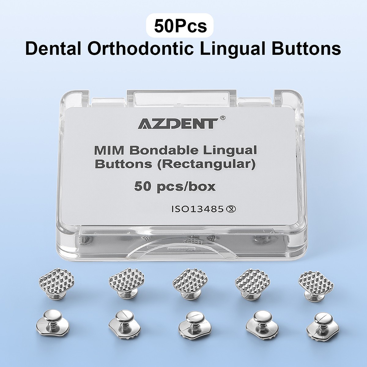 50pcs Dental Orthodontics Lingual Buttons Bondable Monoblock Round/Rectangular