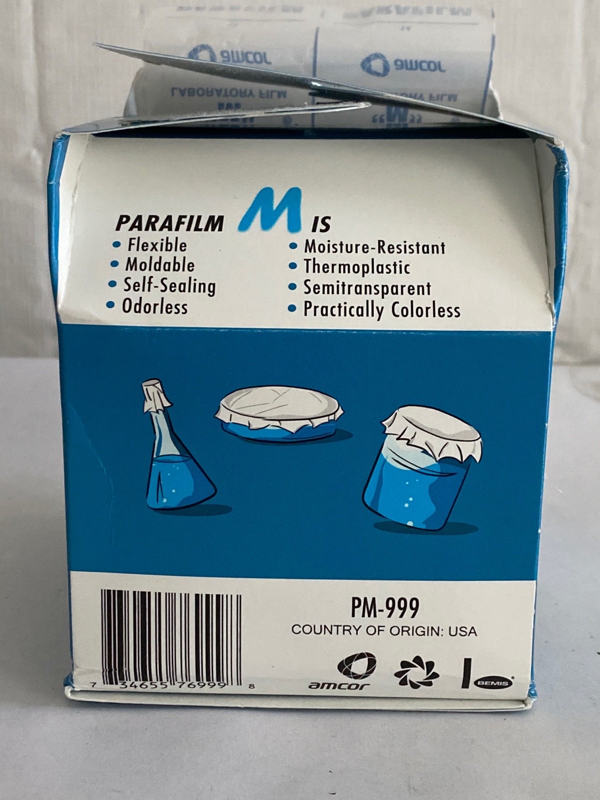 BEMIS Parafilm Flexible M Wrap Self-Sealing Film 4” x 200’ Roll & Dispenser B