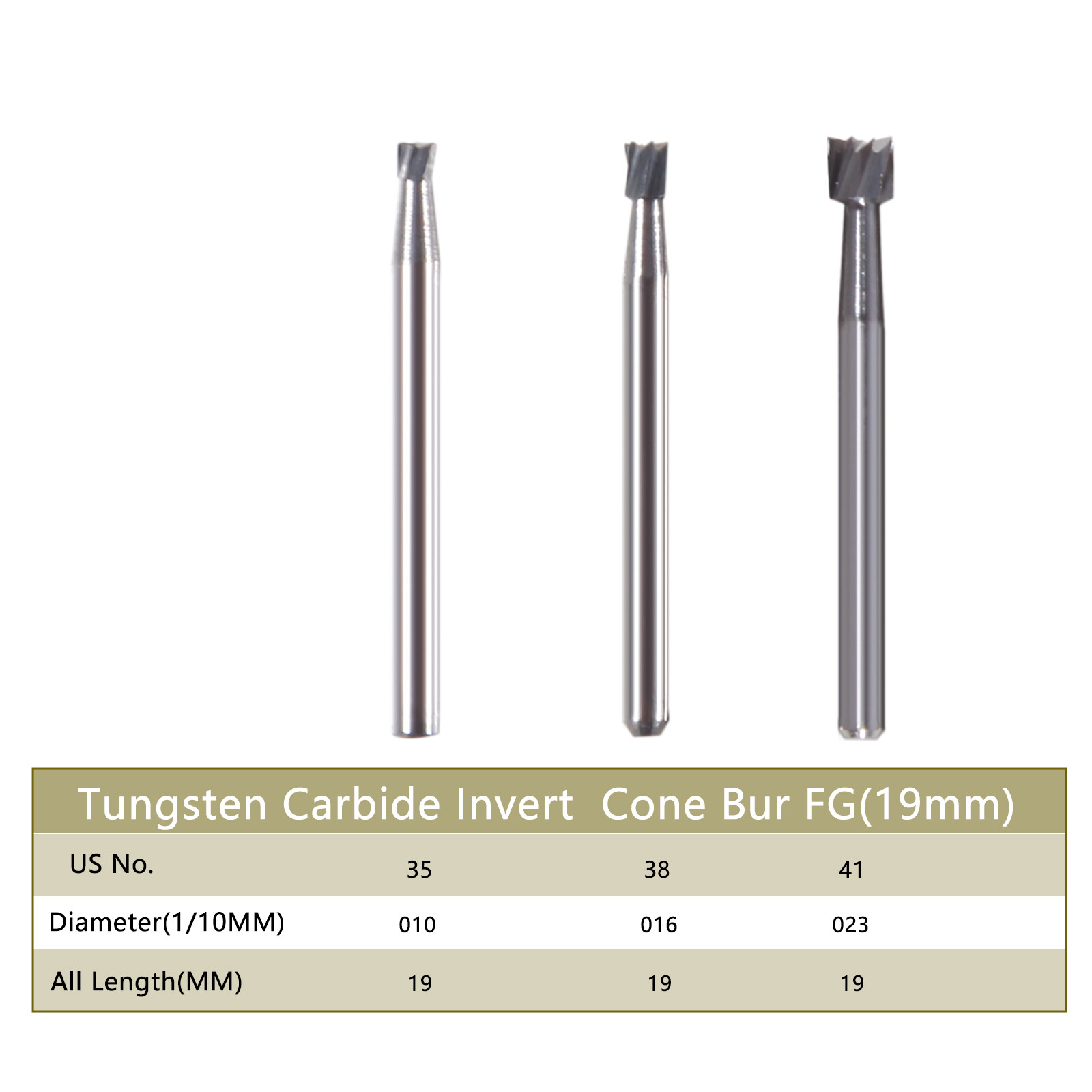 Dental FG Tungsten Steel Carbide Burs for High Speed Handpiece Inverted Cone ns