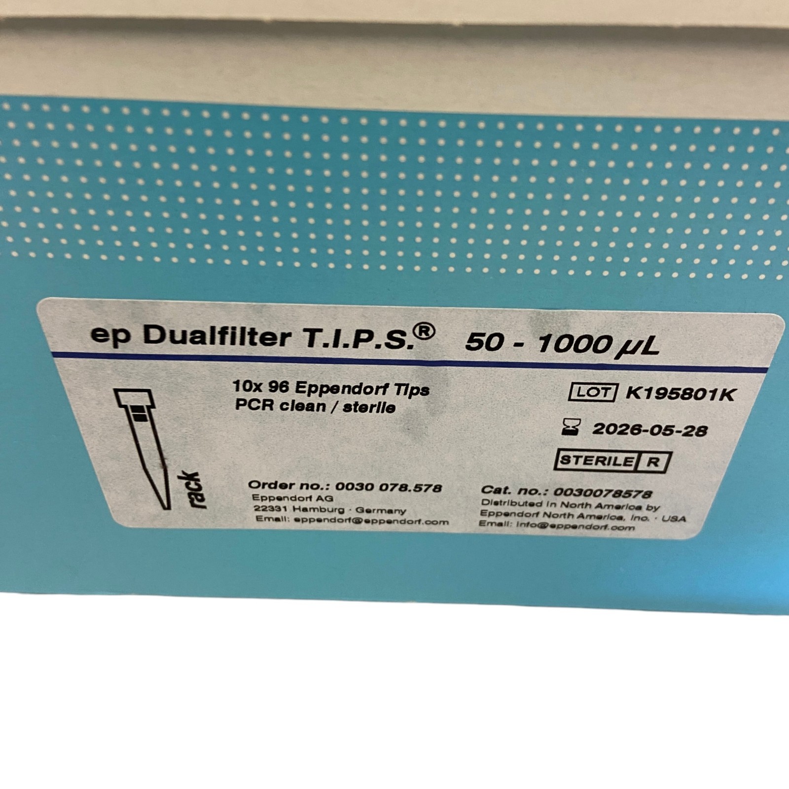 Eppendorf 0030078578 ep Dualfilter T.I.P.S. 50-1000 µL Box of 7 Rack, 672 Pcs