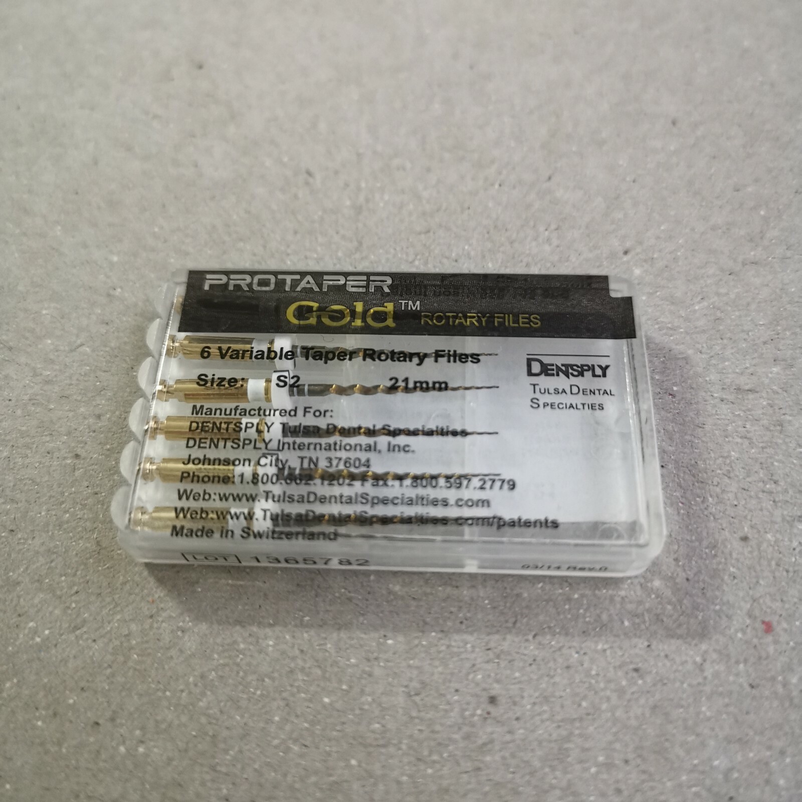 Protaper Gold Rotary Files 21mm S2 Dentsply Tulsa Assorted Endodontics Endo