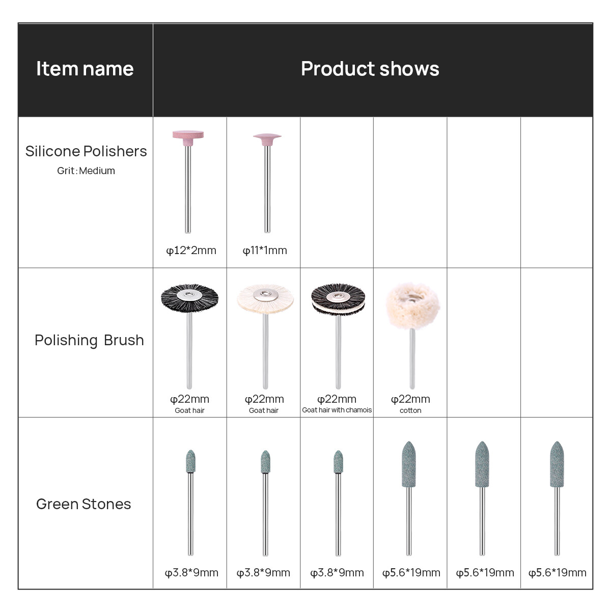 Dental RA HP Diamond Polishing Burs Disc Brushes Kit for Porcelain Ceramics
