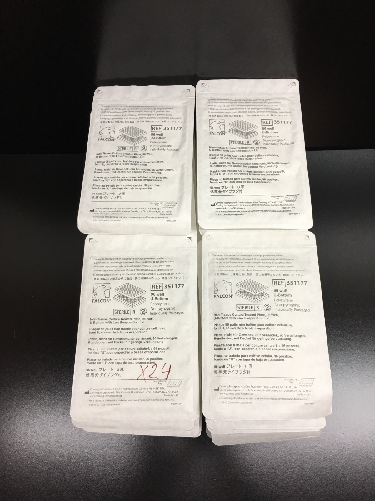 Corning Falcon REF 351177 Clear Round Bottom 96-well Microplate Lot 24 PCS