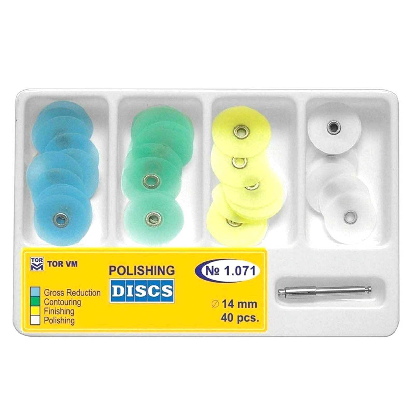 40Pcs TOR VM 1.071 Dental Composite Polishing Finishing Discs 14mm Kit + Mandrel