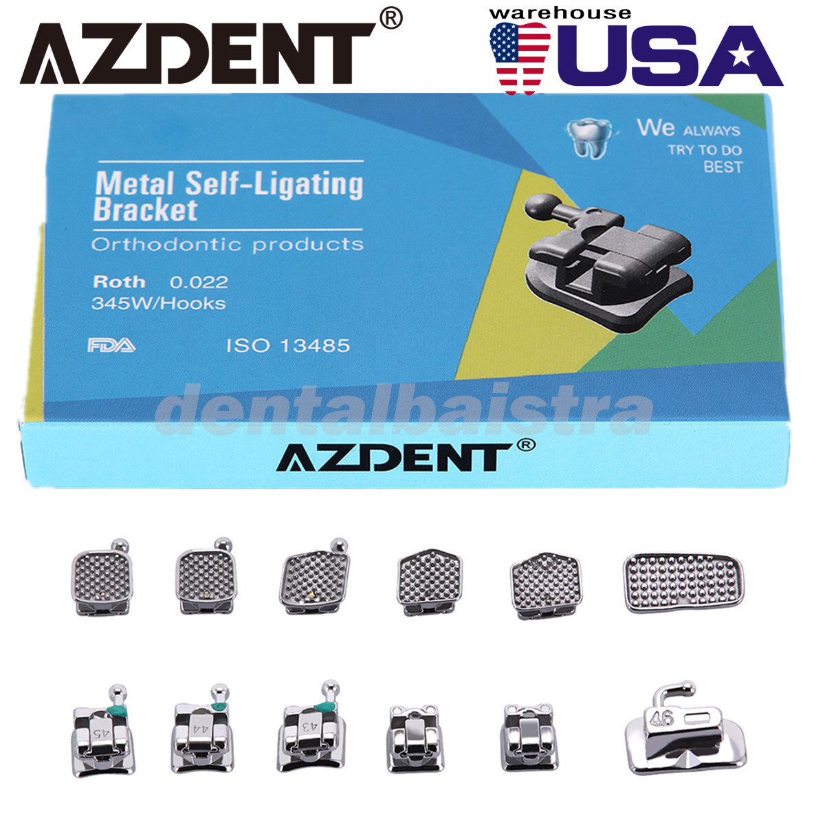 Dental Orthodontic Self-Ligating Brackets Braces Roth 022 Hooks 345&Buccal Tubes