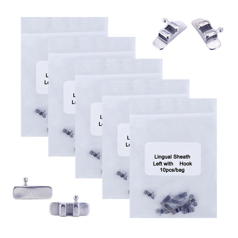 10 Pcs/Pack Dental Ortho Stainless Steel Lingual Sheath Left / Right/ No Hook