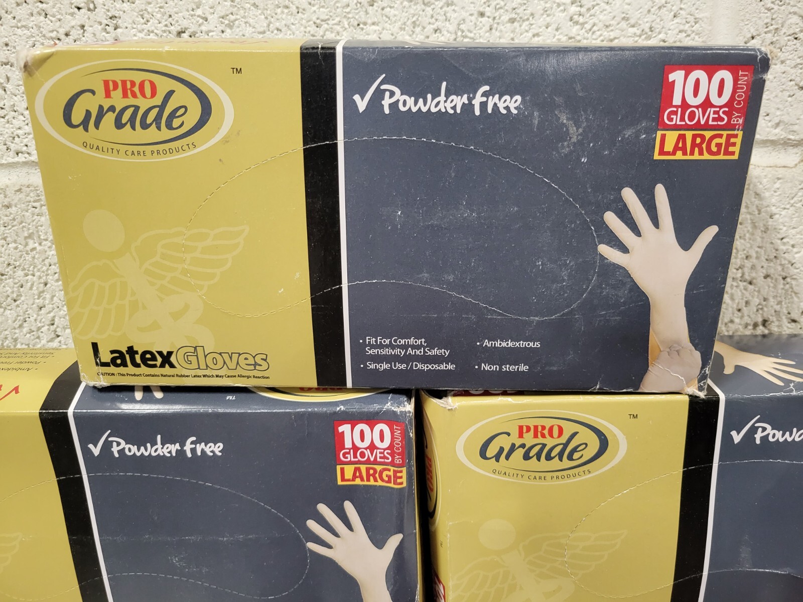 1000 Large Premium Latex, Powder Free Disposable Exam Gloves (10 Boxes of 100)