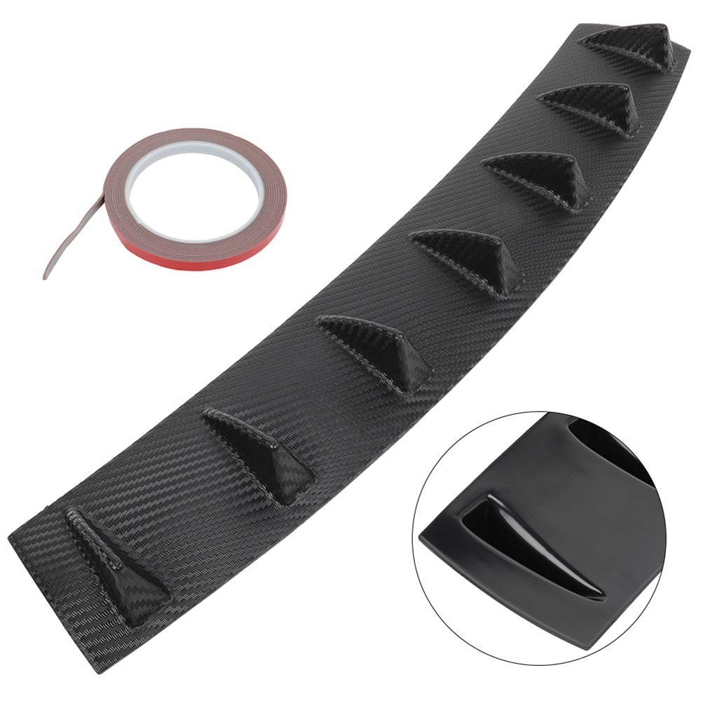 1PC Rear Bumper Lip Diffuser 7 Shark Fin Style Universal PP Glossy Carbon Look