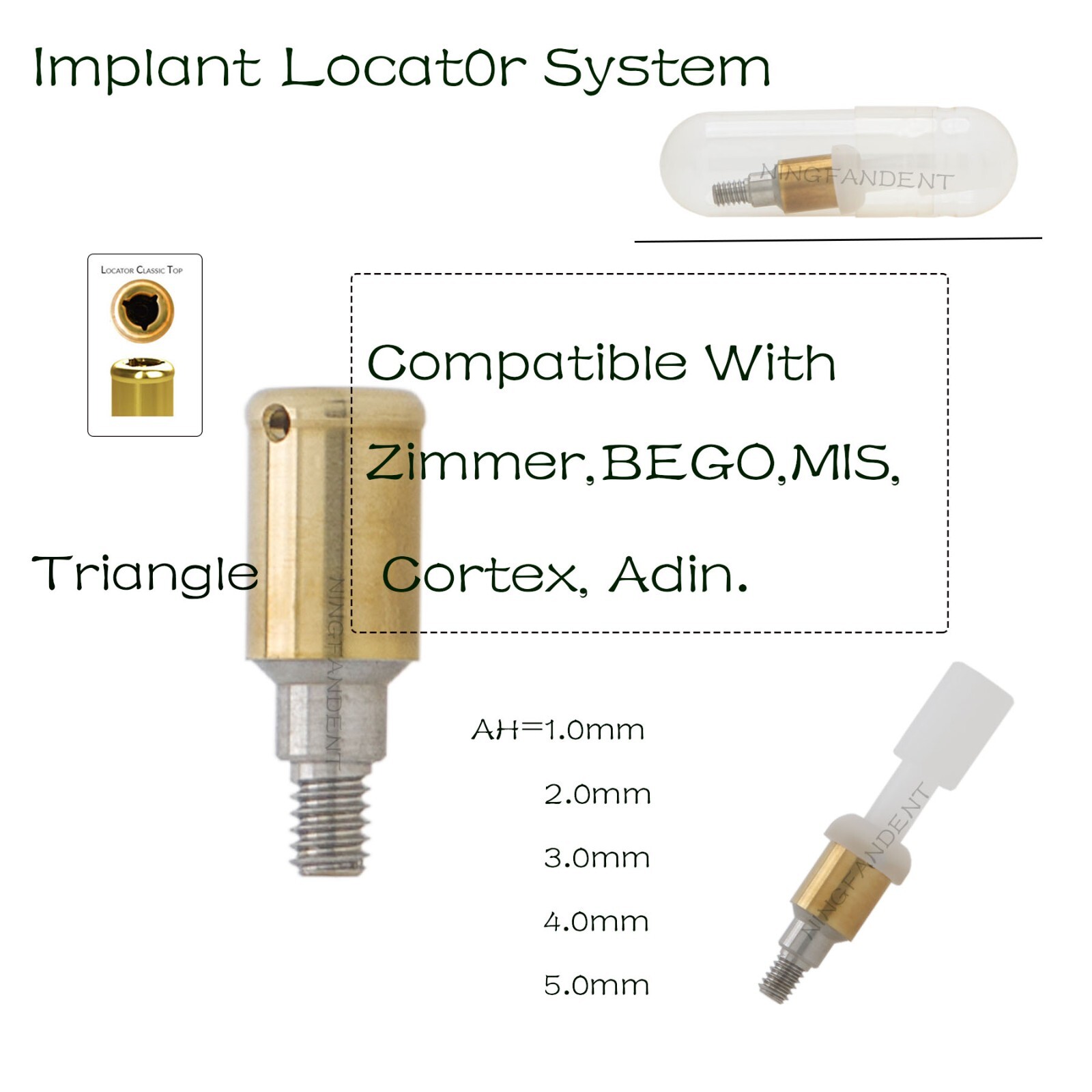 Dental Attachment Implant Locat0r Abutment,For Zimmer Cortex Adin MIS PA 1-5mm