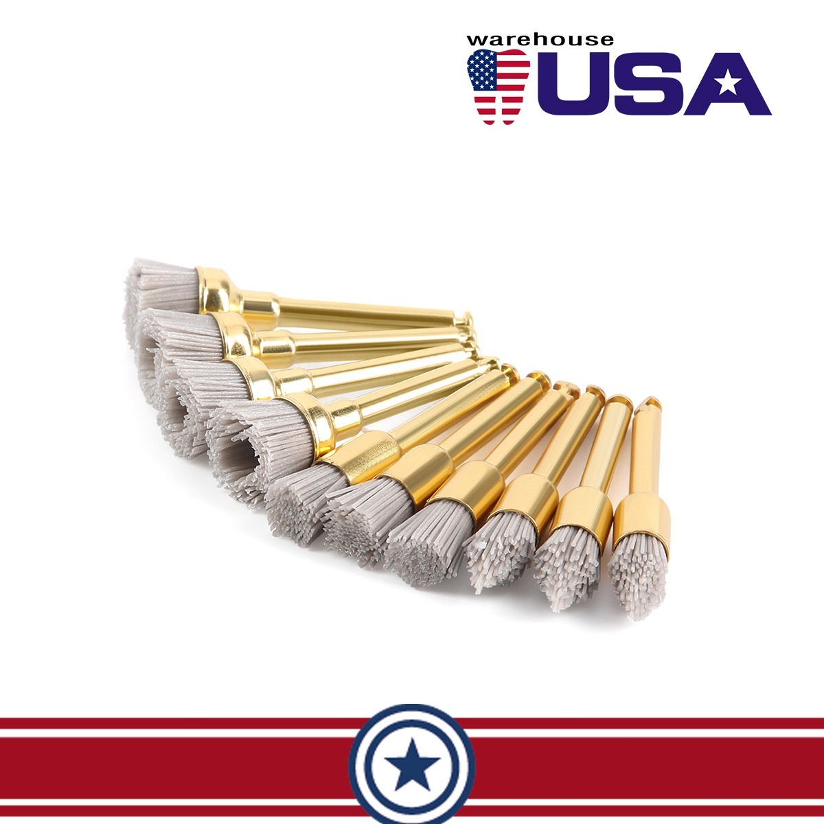 10Pc Dental Aluminium Oxide/Silicon Carbide Polisher Brush Wheel Polishing
