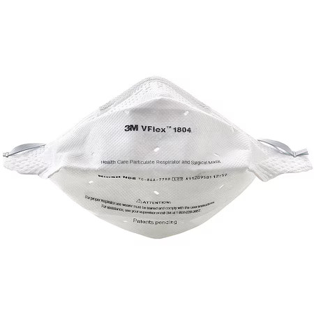 3M 1804 Particulate Respirator & Surgical Mask, N95, Vflex, Level 1, Flat-Fold,
