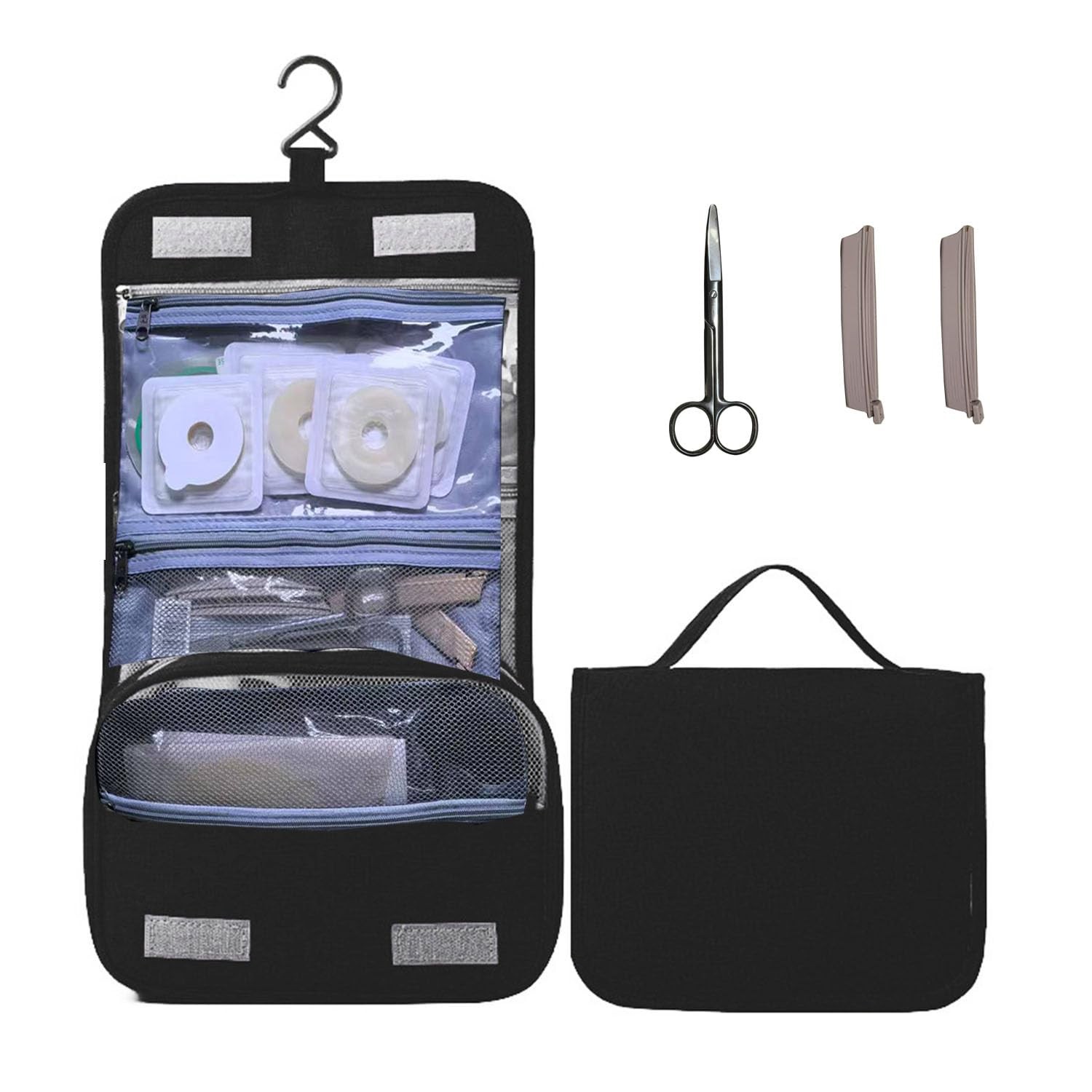 TAFALAA Ostomy Colostomy Travel Bag kit with Scissors onesize, BLACK