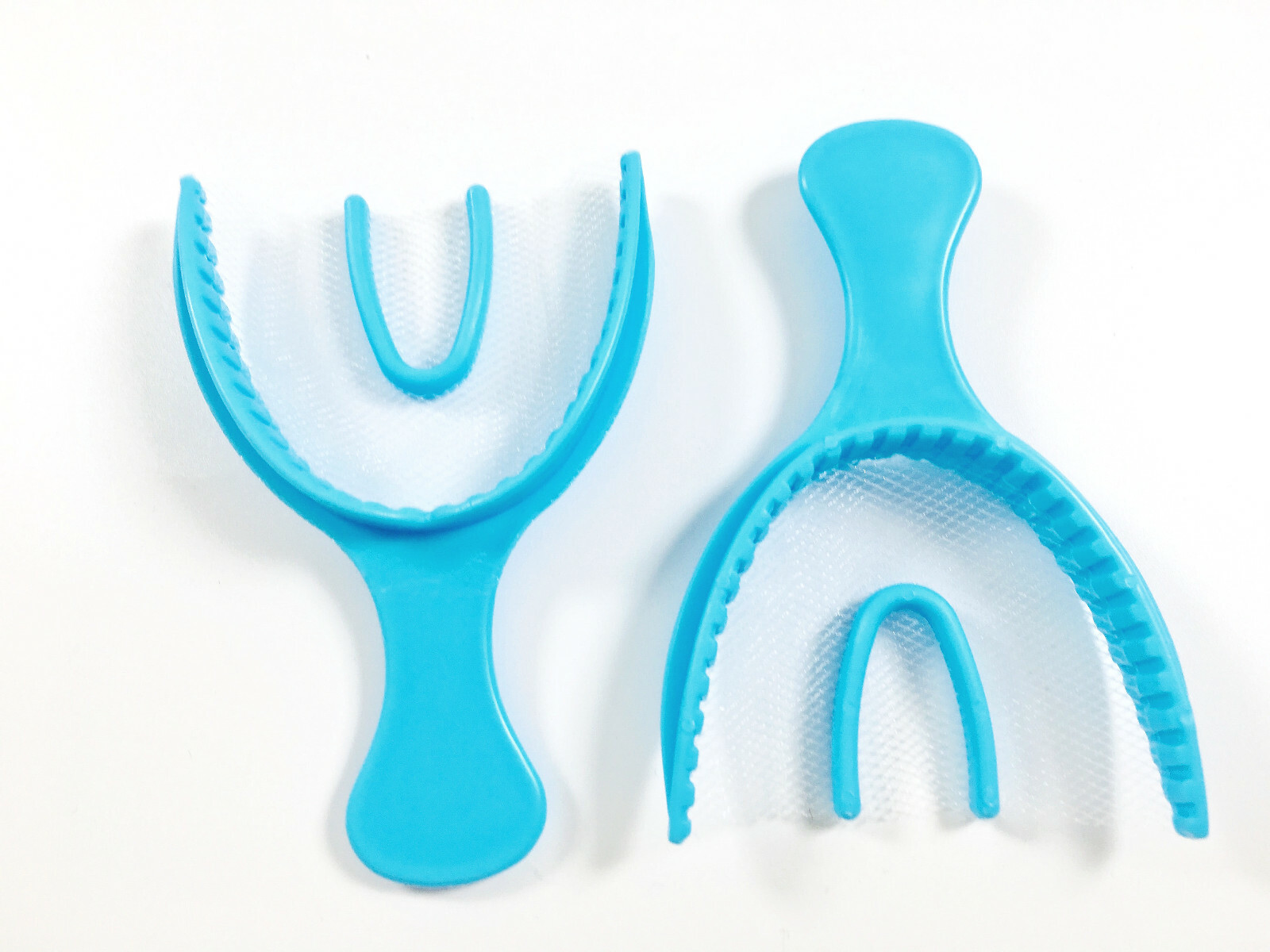 Dental Blue Plastic Impression Bite Registration Disposable Trays With Net 5Size