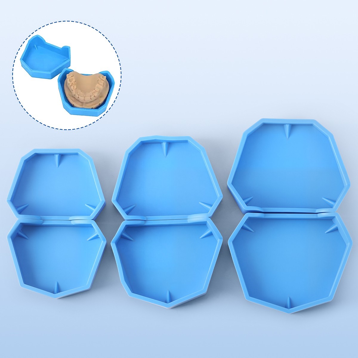 6pcs AZDENT Dental Lab Model Base Former Molds for Stone Tray Loading S, M, L