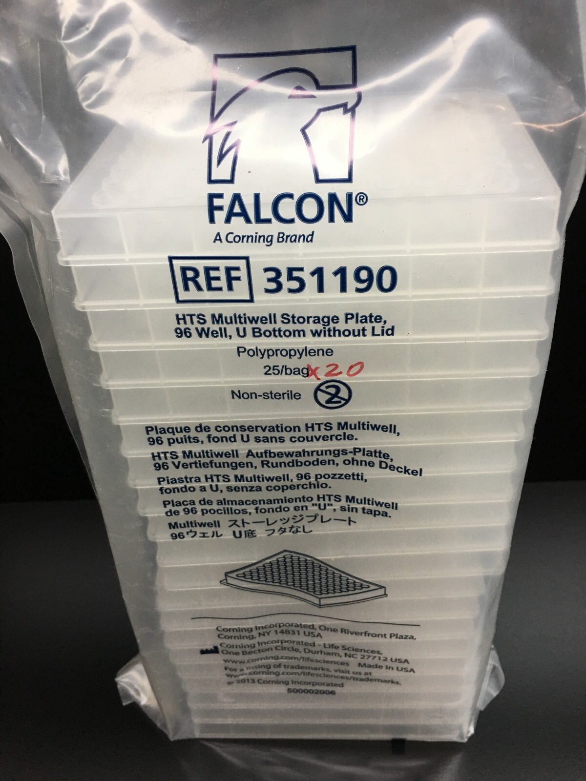 Corning Falcon REF 351190 HTS Multiwell 96-well Clear Round Bottom Microplate