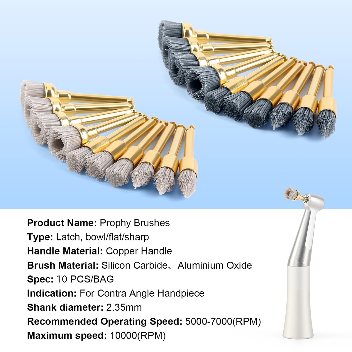 10Pc Dental Aluminium Oxide/Silicon Carbide Polisher Brush Wheel Polishing