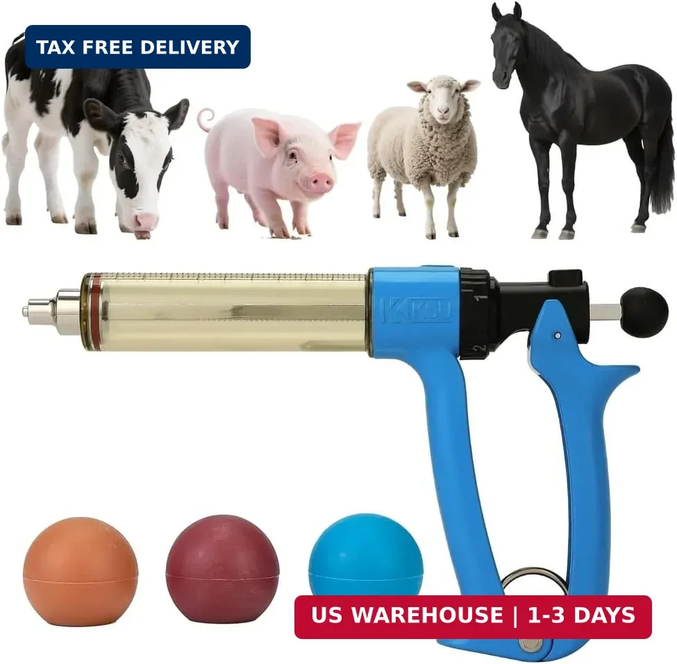 50ML Livestock Syringe Gun, Cattle Vaccine Syringes 5 Gears Adjustable Contin…