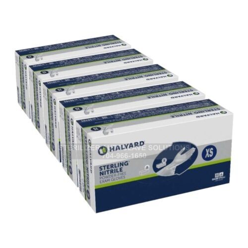 5 BOXES of 200 (1,000) EXTRA SMALL Halyard Sterling* Nitrile Exam Gloves 50705