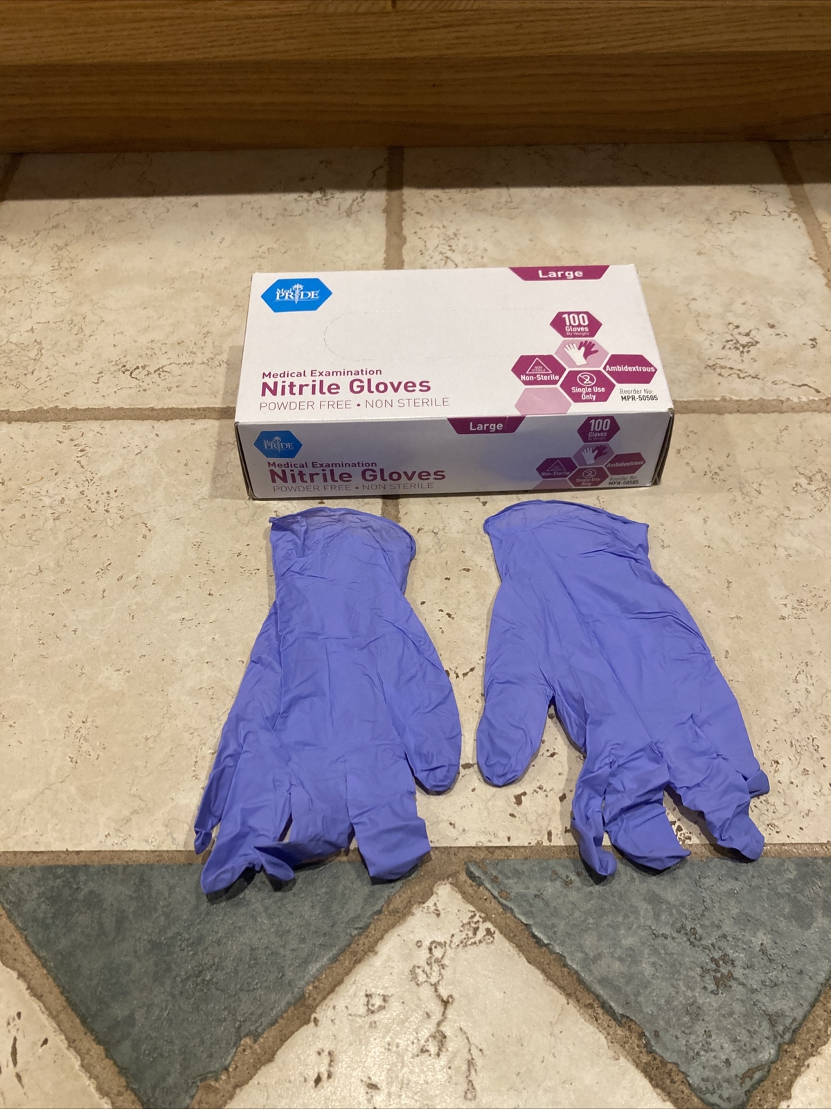 MedPride Powder-Free Nitrile Exam Gloves Large, Box/100