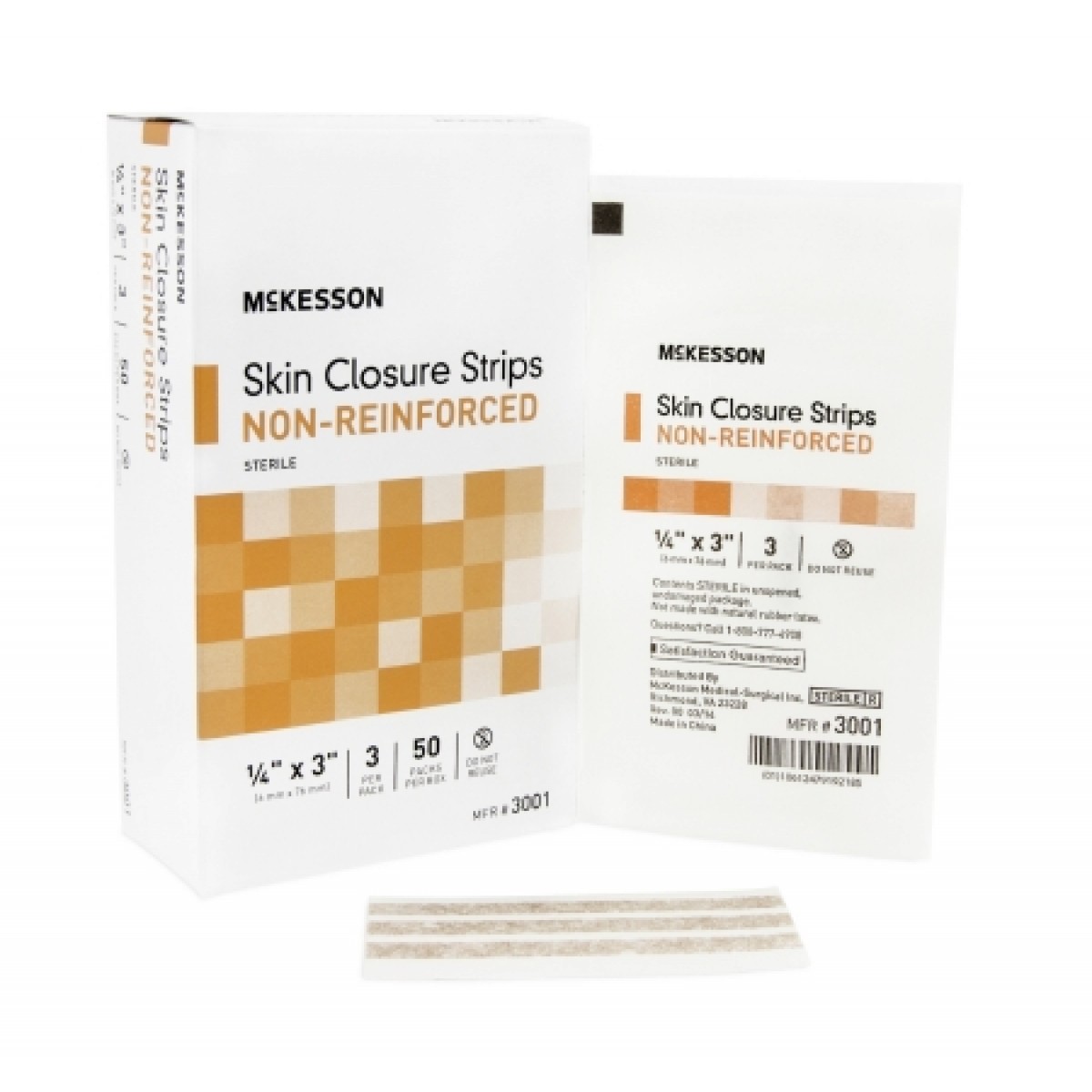 McKesson Skin Closure Strip 1/2 X 4 Inch Non-Reinforced Strip Tan, Pack of 6