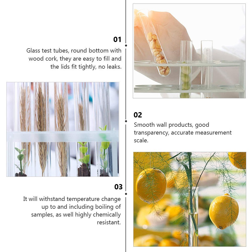 10-100x 15*150mm Glass Test Tubes With Cork Stopper Candy Party Wedding Storage
