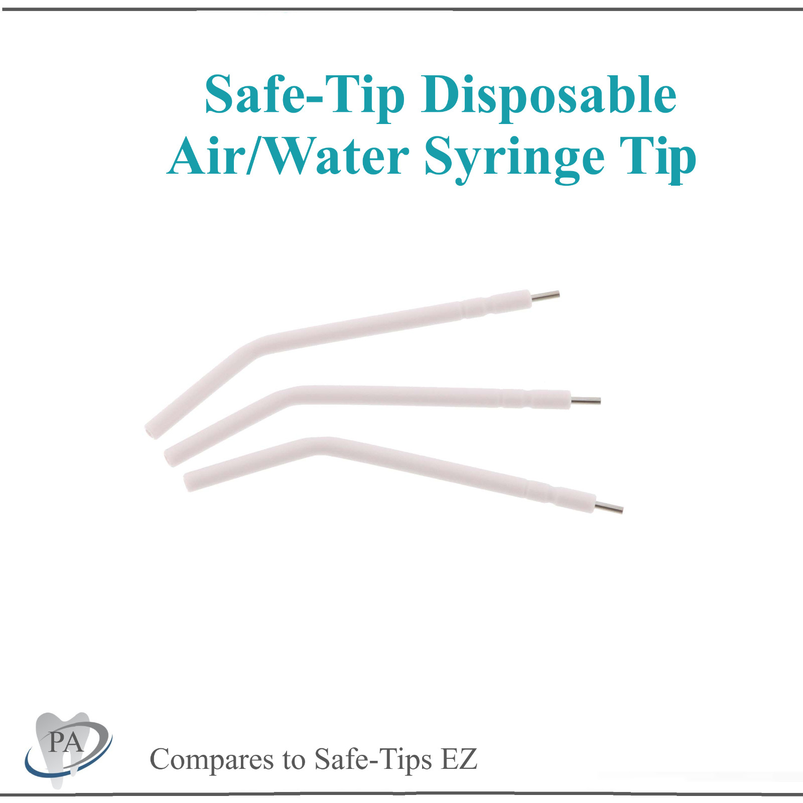 Dental Metal Core 3 Way Syringe Tips, White, Safe-Tips EZ Disposable Air Water