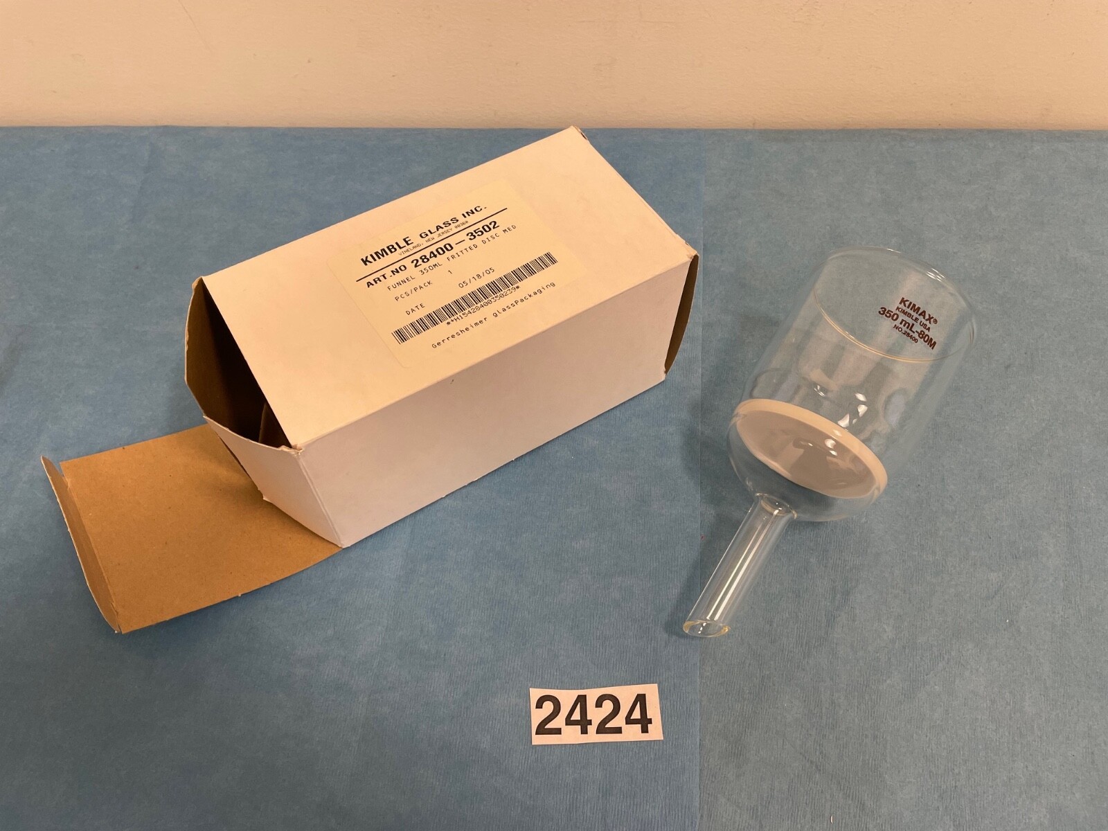 NEW Kimble Kontes Buchner Funnel, Medium Porosity Filter 350 mL 80 mm 28400-3502