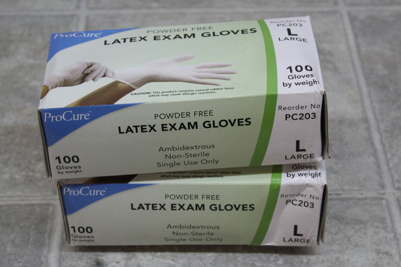 Lot Of 2 Procure Latex Exam Gloves Powder Free PC203 Large (200 Total)